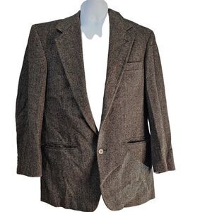 Vintage 80s Peterborough Row Blazer Jacket Suit Mens Size M Brown Wool Tweed